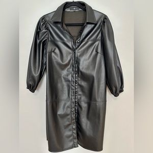 7  For All Mankind  Women Black Vegan Leather Trench Coat. Size S.